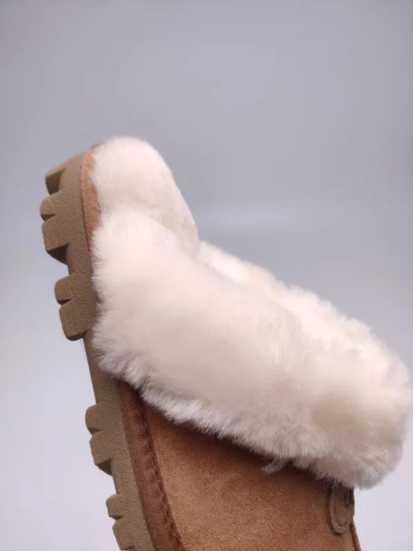 💰360 UGG sheepskin all-in-one snow boots 5125 casual fur mops. In stock: 35-40 yards. Color: maroon gray pink.